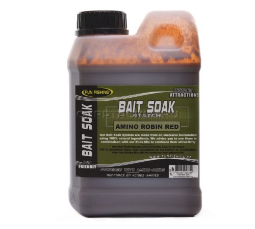 Высокоатрактивный ликвид Fun Fishing Bait Soak System Amino R & R 1L Робин Ред